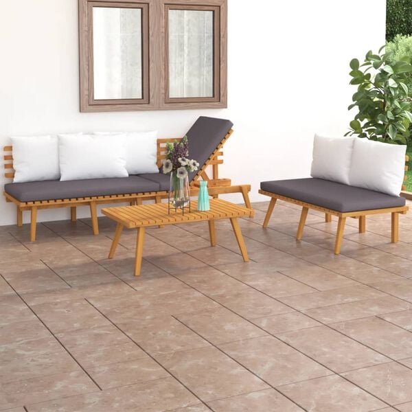 vidaXL Garden Lounge Set Dark grey, White
