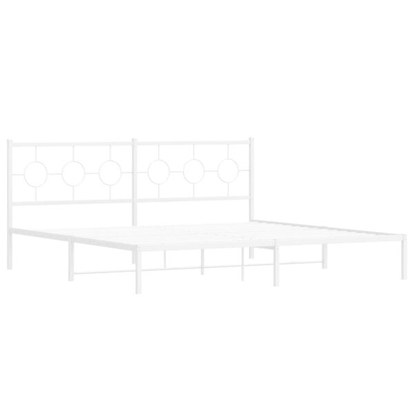 vidaXL Bed Frame White Powder-Coated Steel Double Bed Frame