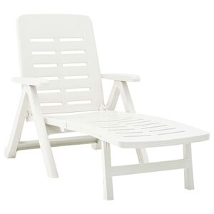 vidaXL Sunlounger White Plastic Standard Foldable Folding Sun Lounger