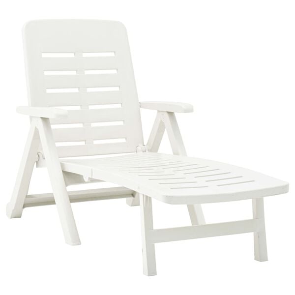 vidaXL Sunlounger White Plastic Standard Foldable Folding Sun Lounger