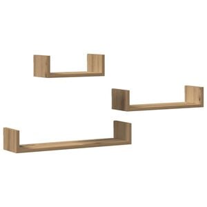 vidaXL Wall Shelf Set of 3 Artisan oak Engineered wood