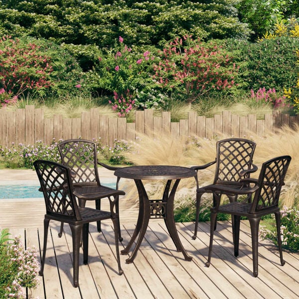 vidaXL Bistro Set Bronze Cast Aluminum Standard Decorative Inlays