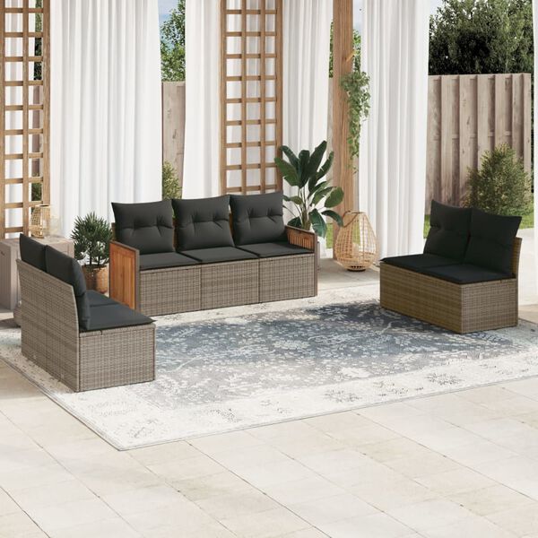 vidaXL Garden Sofa Set Grey PE rattan Large Adjustable Feet