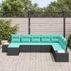 vidaXL Garden Sofa Set 8 pcs Black and Turquoise Poly Rattan