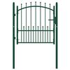 vidaXL Fence Gate with Spikes Steel 40.9x38.2" Green