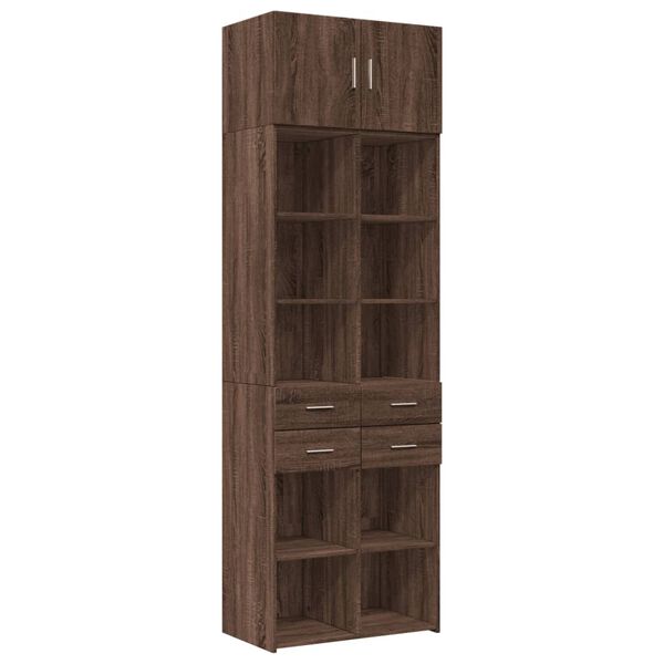 vidaXL Storage Cabinet Brown Oak Engineered Wood Tall Storage Cabinet