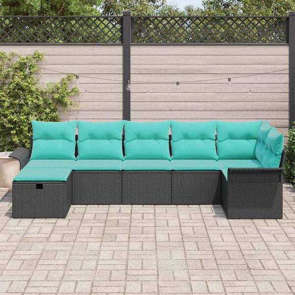 vidaXL Garden Sofa Set with Cushion with Storage 7 pcs Poly rattan