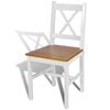 vidaXL Dining Chair Set of 6 White and natural wood Pine wood Standard