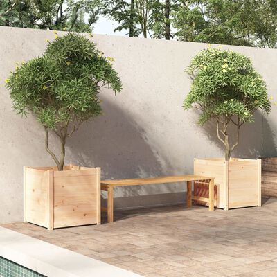 vidaXL Garden Planters 2 pcs 23.6"x23.6"x23.6" Solid Wood Pine