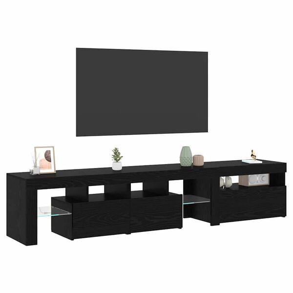 vidaXL TV Cabinet 2 pcs Black Oak 260 x 37 x 40 cm Engineered Wood