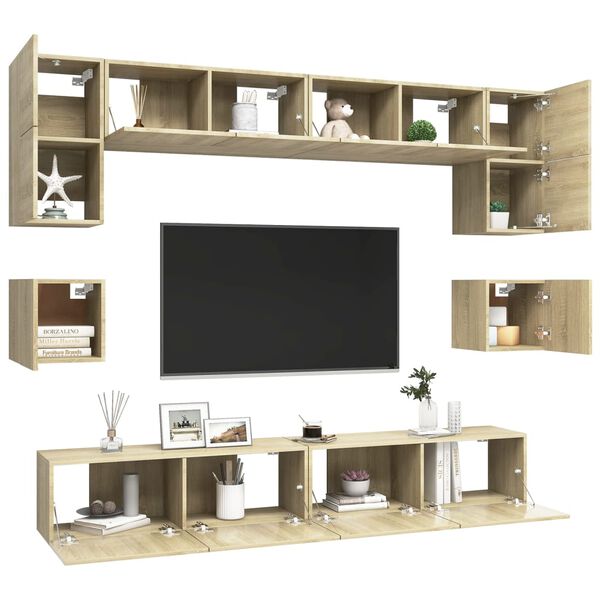 vidaXL TV Cabinet Set Sonoma oak Engineered wood TV Cabinet Set