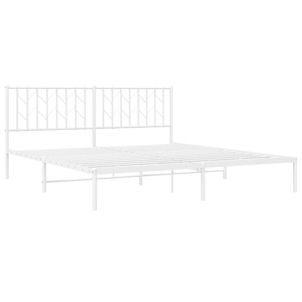 vidaXL Bed Frame White Steel Full Bed Frame Rectangular Traditional