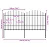 vidaXL Garden Fence with Spear Top Steel 141.3"x68.9" Black