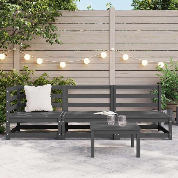 vidaXL Garden Lounge Set Grey Solid pine wood Standard Modular