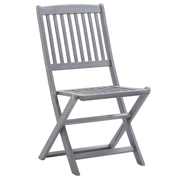 vidaXL Outdoor Chair Set of 8 Grey Solid acacia wood Medium