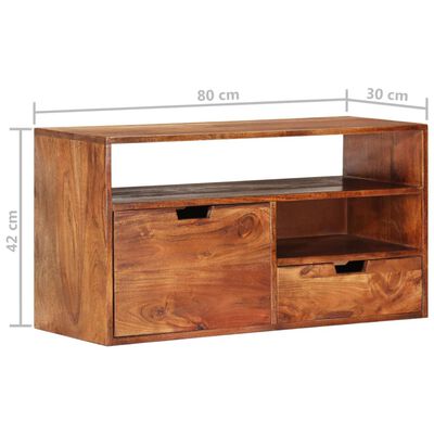 vidaXL TV Stand 31.5"x11.8"x16.5" Solid Wood Acacia