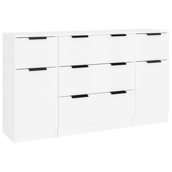 vidaXL Sideboard Set of 3 White Engineered wood Standard Sideboard