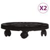 vidaXL Plant Trolley Set of 2 Black Polypropylene Diameter 11.8 in