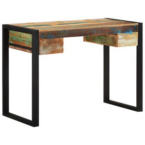 vidaXL Desk Multicolor Solid reclaimed wood, steel Medium Computer Desk