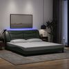 vidaXL Bed Frame with LED without Mattress "Hvar" Dark Gray 72"x83.9"Fabric