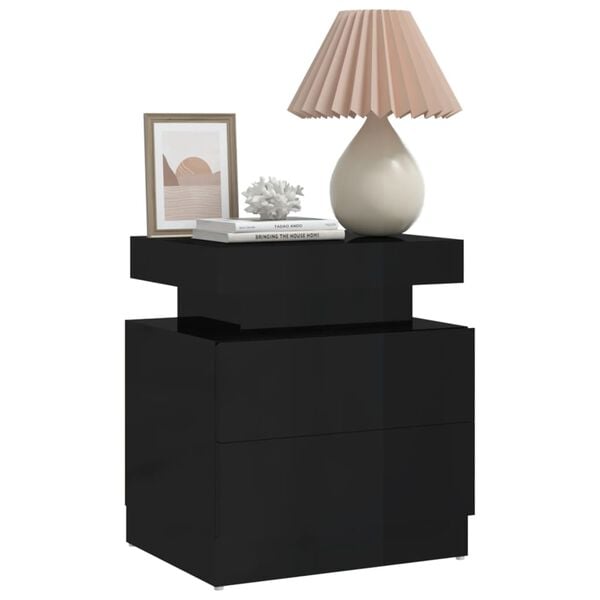 vidaXL Bedside Cabinet High gloss black Engineered wood Medium
