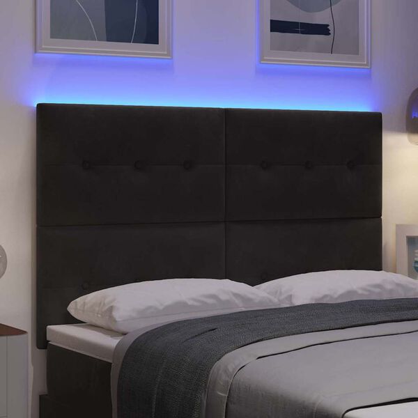 vidaXL Headboard with LED Strip Lights Adjustable Black 28.3" Velvet