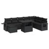 vidaXL Garden Sofa Set Black PE Rattan Large Adjustable Feet