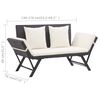 vidaXL Garden Bench Black,Cream white Poly rattan 51.2-69.3 in adjustable