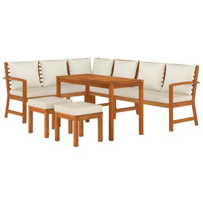 vidaXL 7 Piece Patio Dining Set with Cushions Solid Wood Acacia