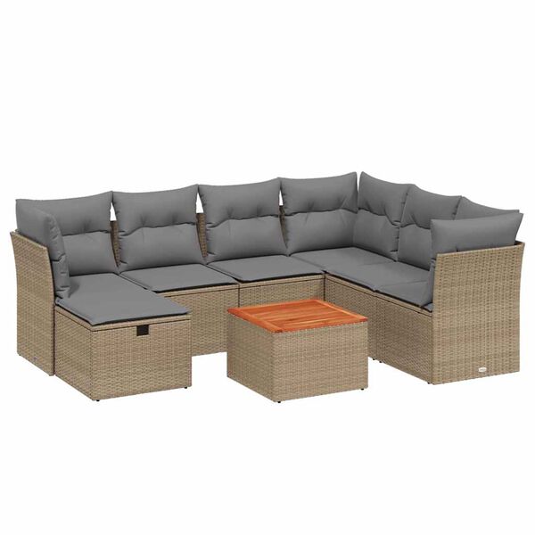 vidaXL Garden Sofa Set Mix beige PE rattan 7-Piece Removable Covers