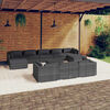 vidaXL Garden Lounge Set Grey PE rattan, powder-coated steel, plastic, glass