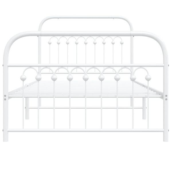 vidaXL Bed Frame White Steel Twin Bed Bed Frame Rectangular