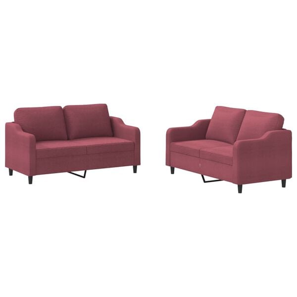 vidaXL Sofa Set Wine Red Fabric (100% polyester), Metal, Textilene, Plywood