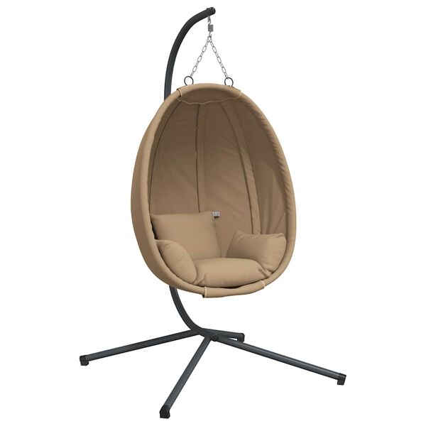 vidaXL Hanging Egg Chair Taupe Steel, 100% polyester Standard