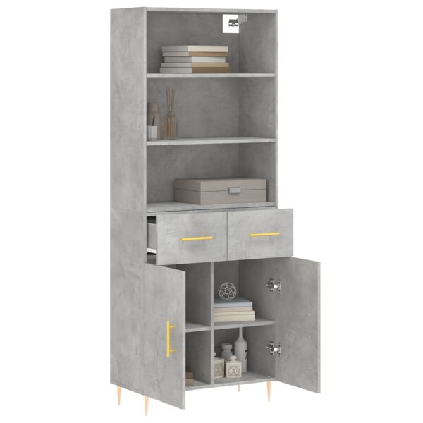 vidaXL Highboard Concrete grey Engineered wood, Metal Tall Highboard