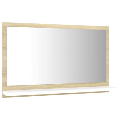 vidaXL Bathroom Mirror White and Sonoma Oak 23.6"x4.1"x14.6" Engineered Wood