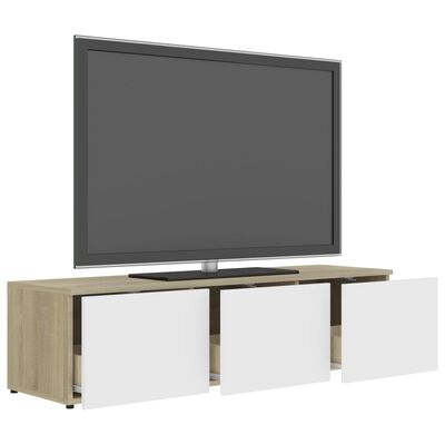vidaXL TV Cabinet White and Sonoma Oak 47.2"x13.4"x11.8" Chipboard