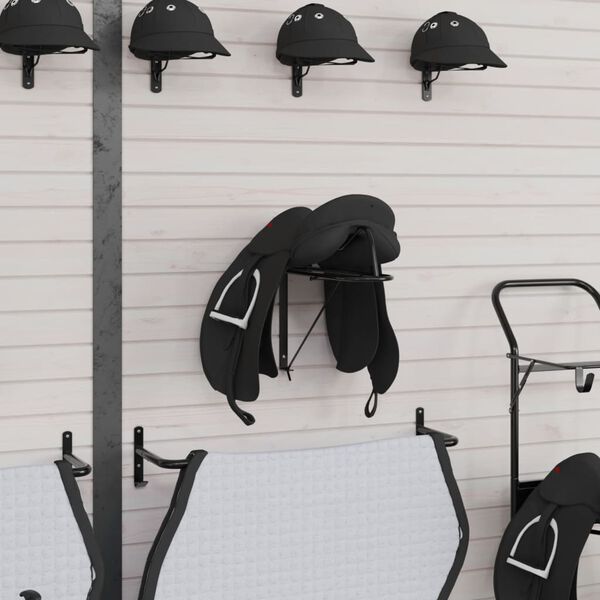 vidaXL Foldable Saddle Rack Black Powder-coated iron Compact Foldable