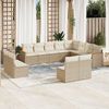 vidaXL Garden Sofa Set Beige PE Rattan, Powder-Coated Steel Large