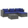 vidaXL Garden Lounge Set Grey PE rattan, powder-coated steel, plastic, glass