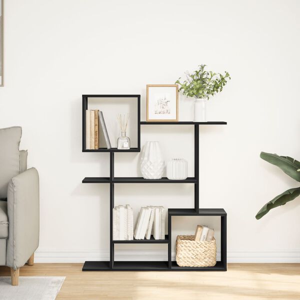 vidaXL Room Divider Bookcase Black Engineered Wood Medium