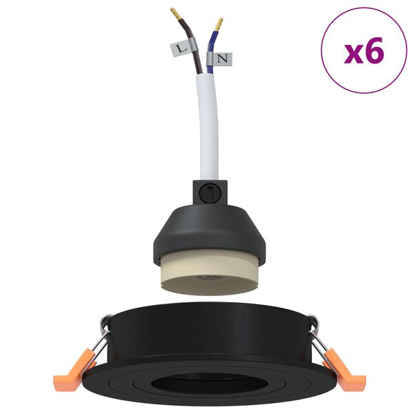 vidaXL Spotlight 6 pcs Black 9 x 9 x 2 cm Aluminium