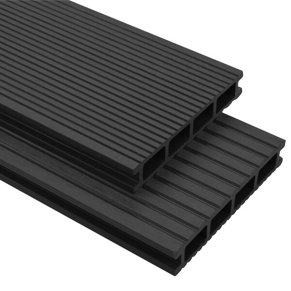 vidaXL WPC Decking Boards with Accessories 131.2 '&sup2; 13.1 ' Anthracite (16x43618)