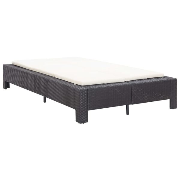 vidaXL Sunbed Black rattan, cream white cushion PE rattan 2-Person size
