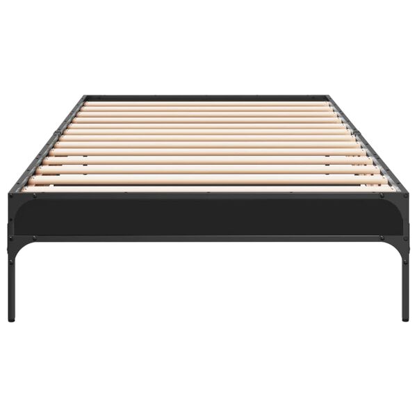 vidaXL Bed Frame Black Engineered wood and metal Twin Durable