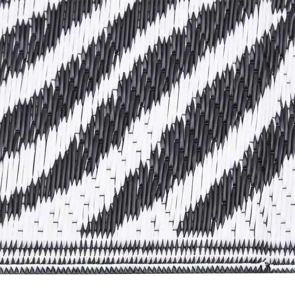 vidaXL Outdoor Rug Black and White Polypropylene 31.5 x 98.4 in