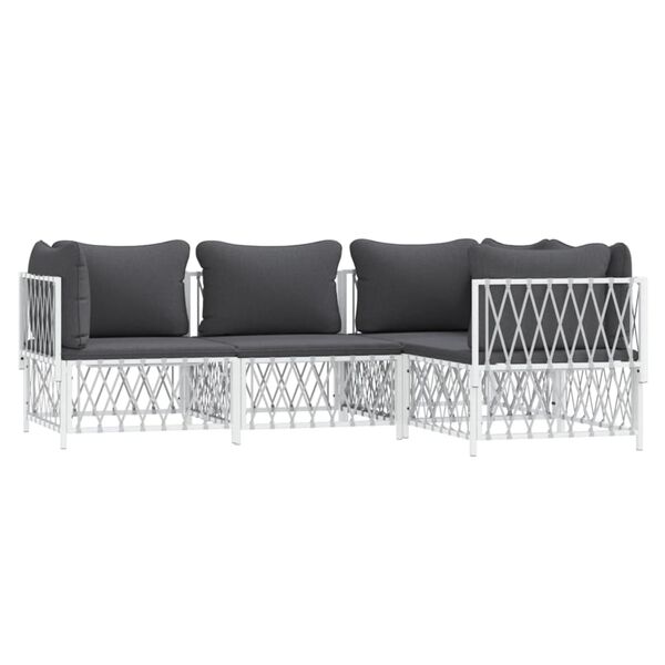 vidaXL Garden Lounge Set White, Dark Grey