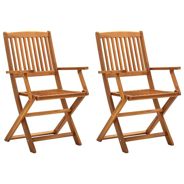 vidaXL Outdoor Chair Set of 2 Natural Wood Solid Acacia wood Medium
