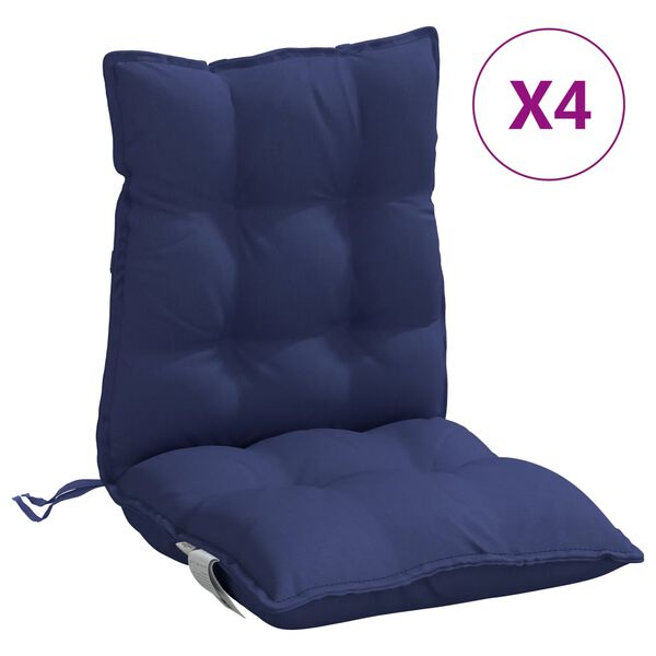 vidaXL Lowback Chair Cushion Set of 4 Navy blue