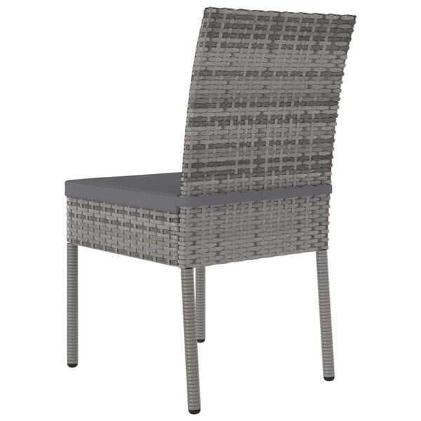 vidaXL Dining Chair Set of 2 Grey Poly rattan, powder-coated steel